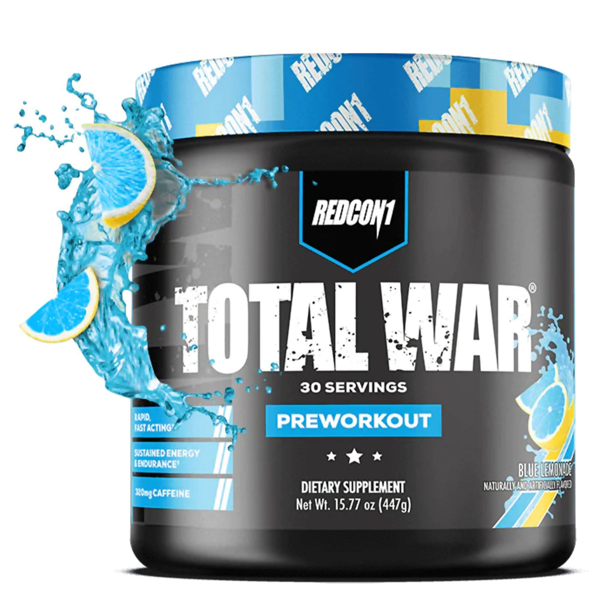 REDCON1 Total War Pre-entrenamiento: lata azul limónada para energía sostenida durante el entrenamiento.