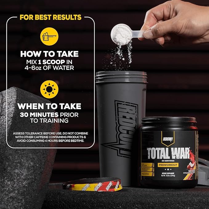 REDCON1 Total War Pre-entrenamiento: cafeína para alerta y energía.