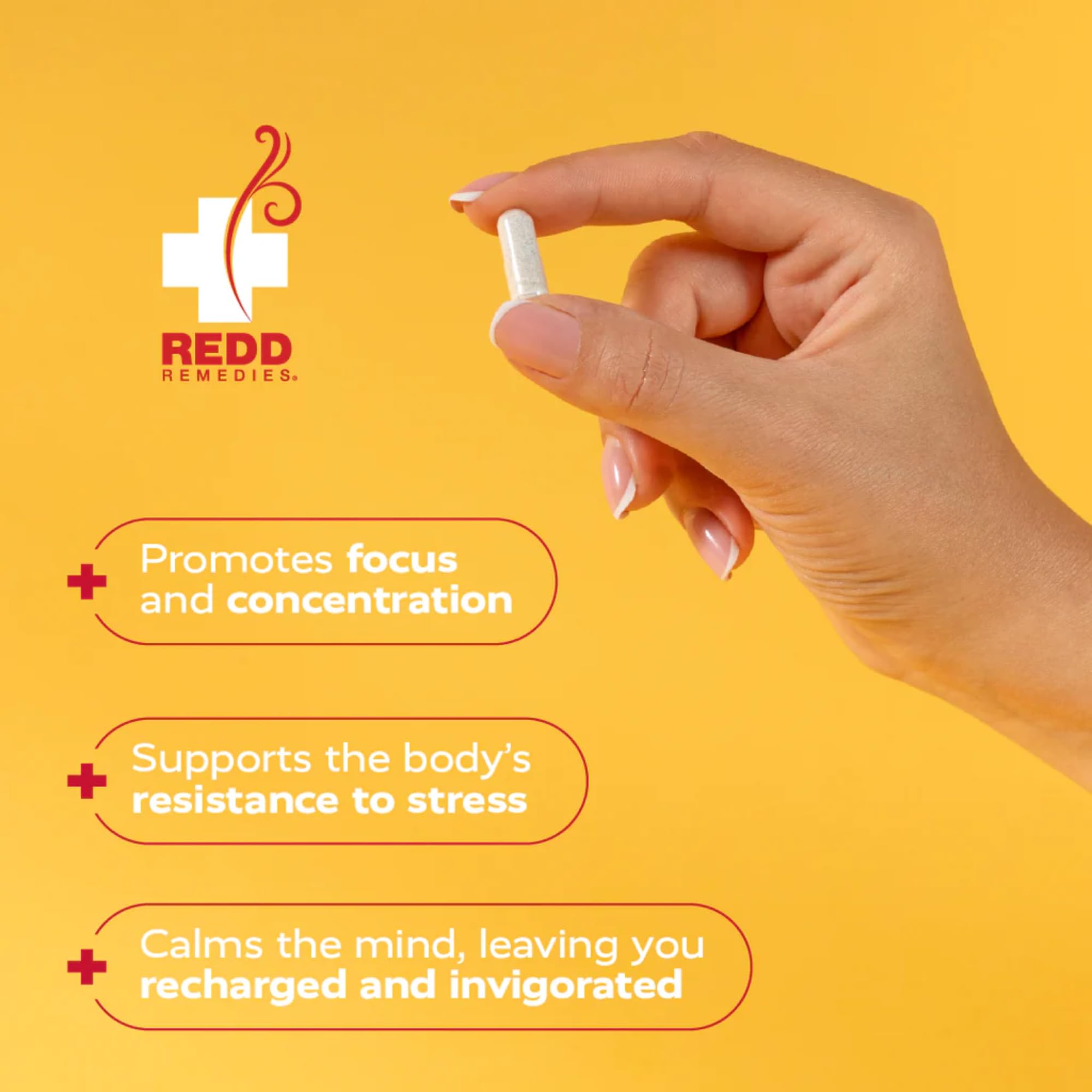 Redd Remedies At Ease, etiqueta frontal muestra la marca y su enfoque calmante.