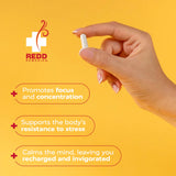 Redd Remedies At Ease, etiqueta frontal muestra la marca y su enfoque calmante.