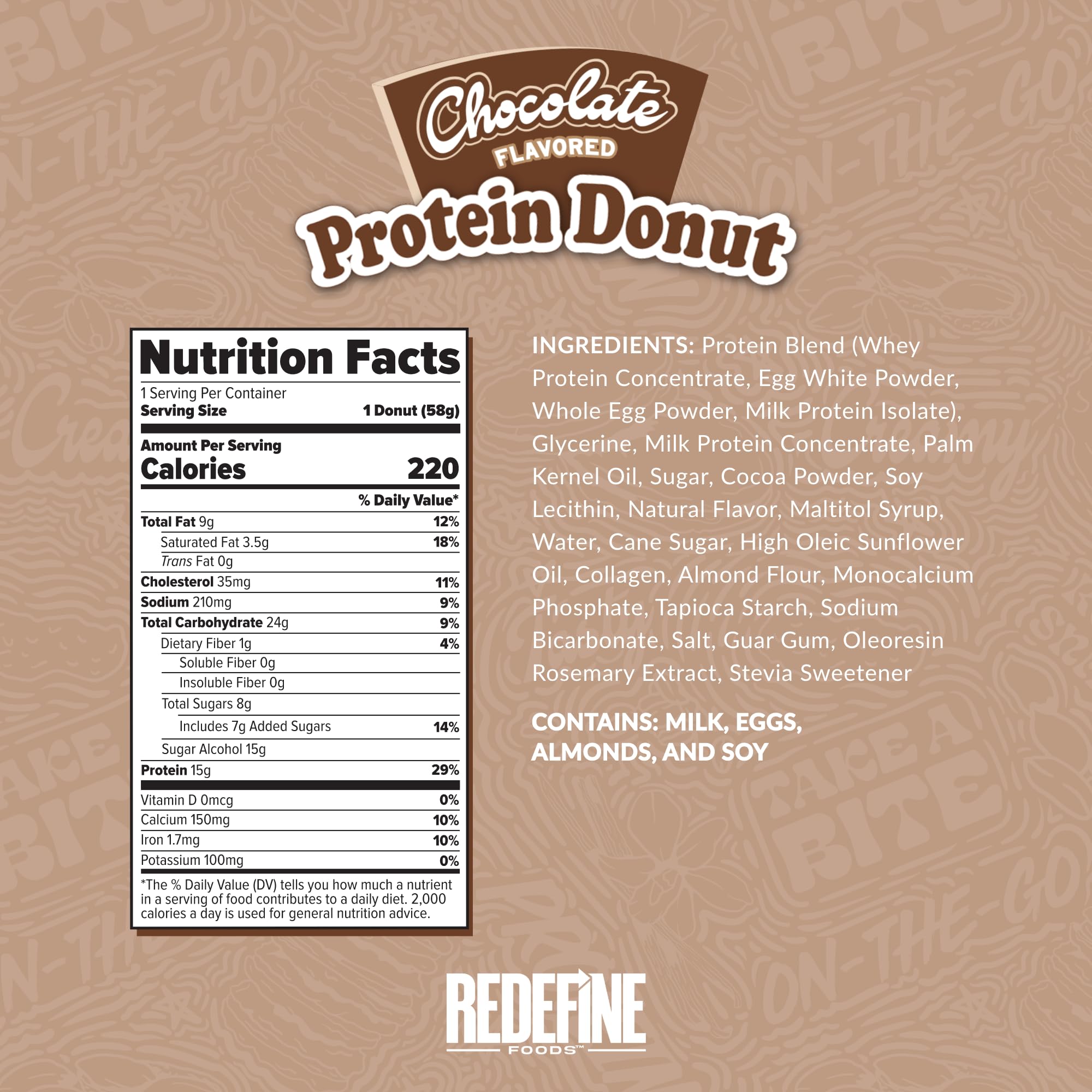 REDEFINE Donut chocolate glaseado chocolate-cremoso para capricho proteico