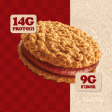 REDEFINE Oatmeal Protein Pie PB&J, porción lista para snack durante el día.