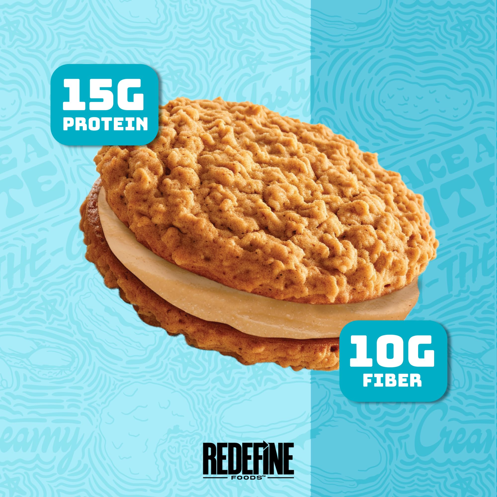 REDEFINE Oatmeal Protein Pie empaque individual, snack portátil para la mochila