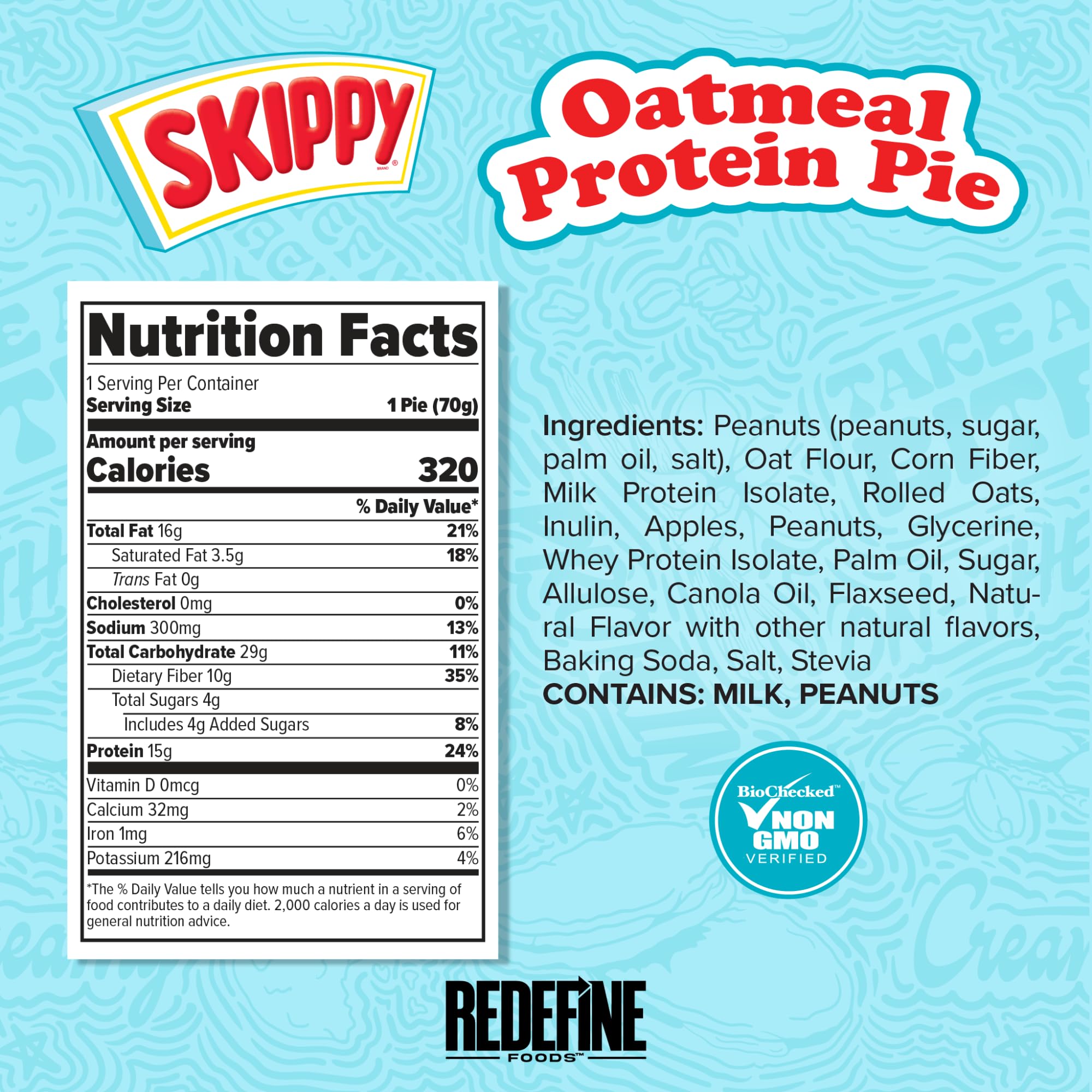 REDEFINE Oatmeal Protein Pie textura cremosa, snack satisfactorio entre comidas