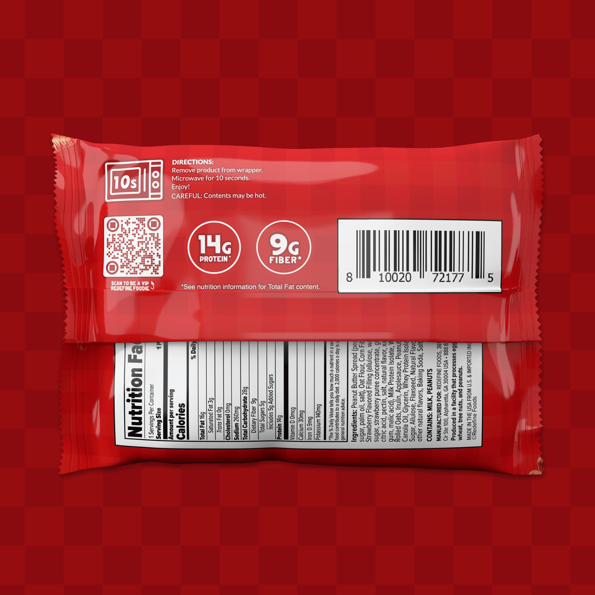 REDEFINE Oatmeal Protein Pie, textura masticable ideal para snack rápido.