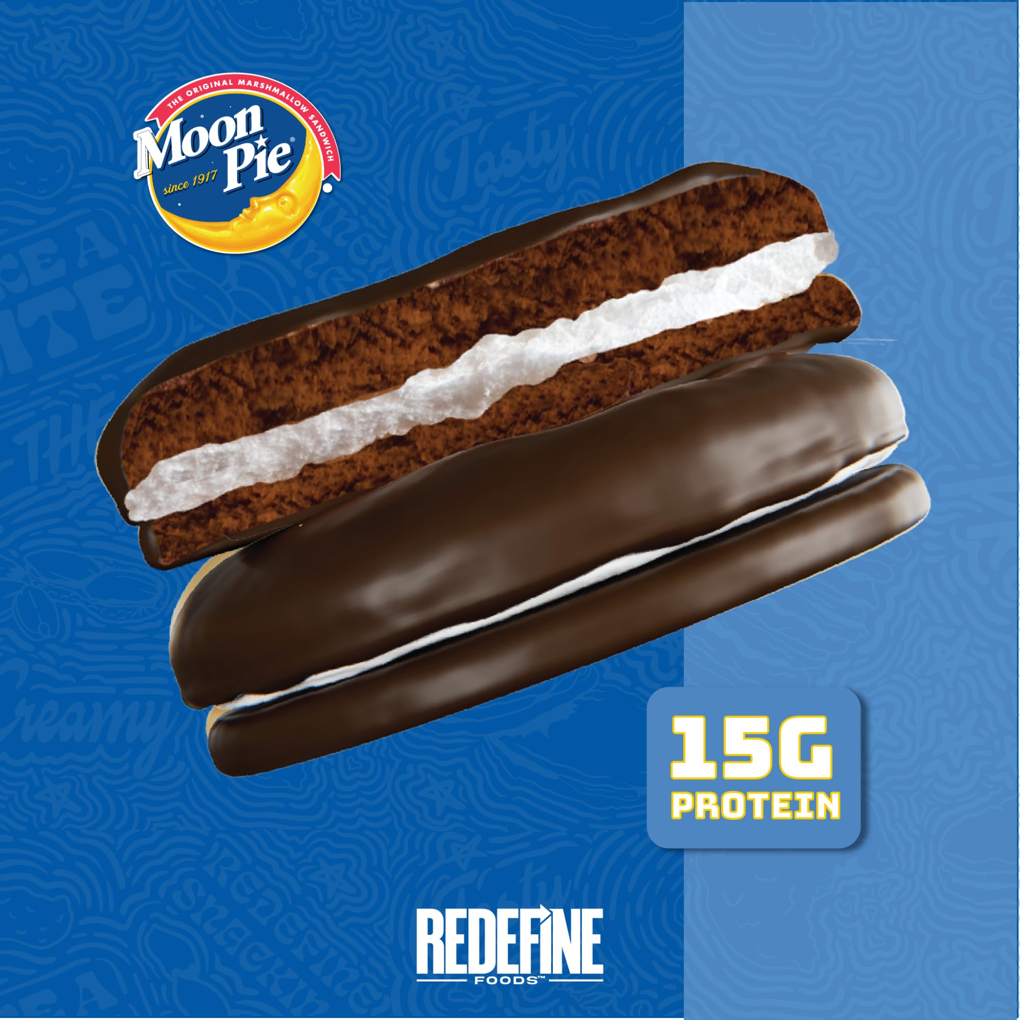 REDEFINE Protein Pie MoonPie chocolate, cobertura de chocolate que se derrite en boca