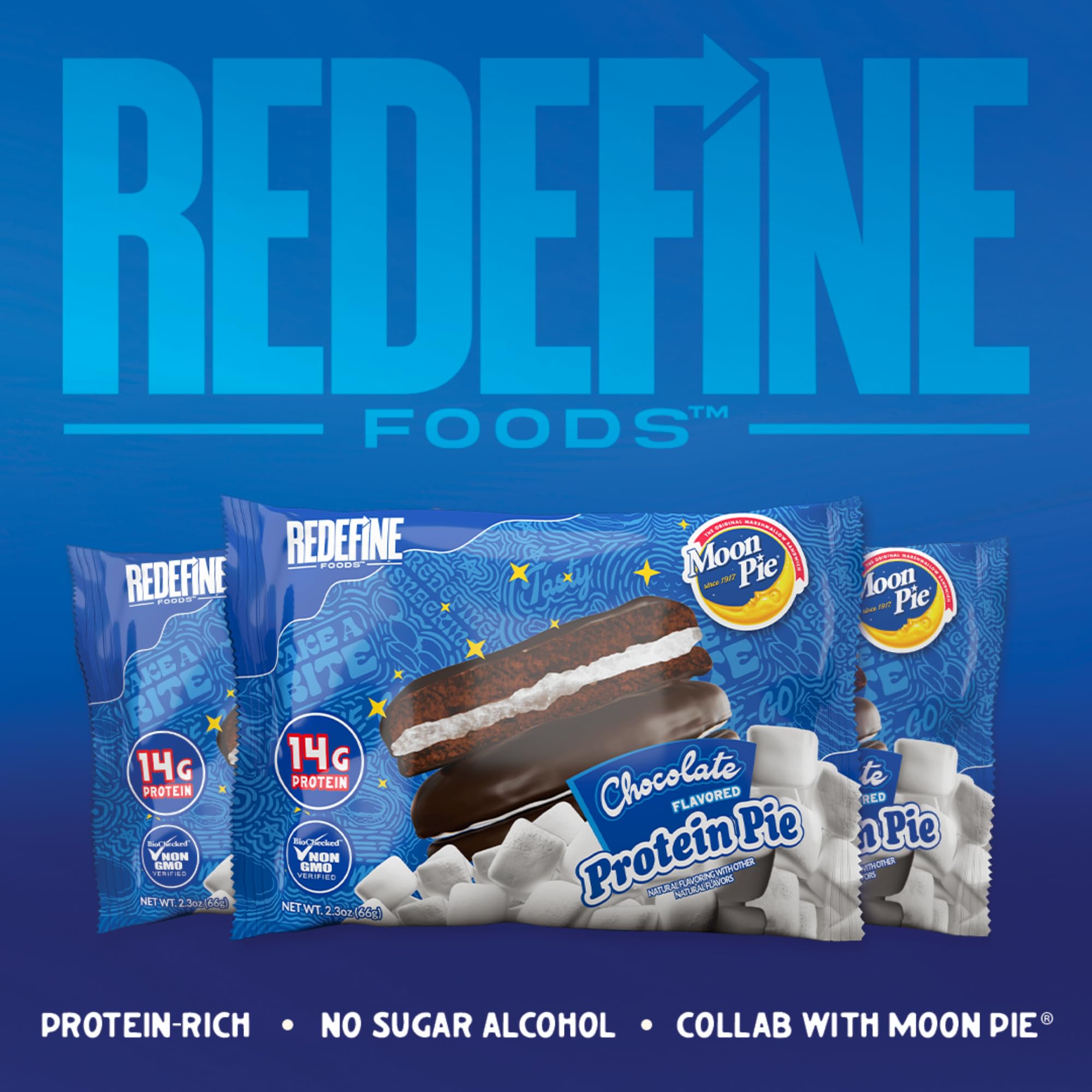 REDEFINE Protein Pie MoonPie chocolate, tamaño portátil para viaje o oficina