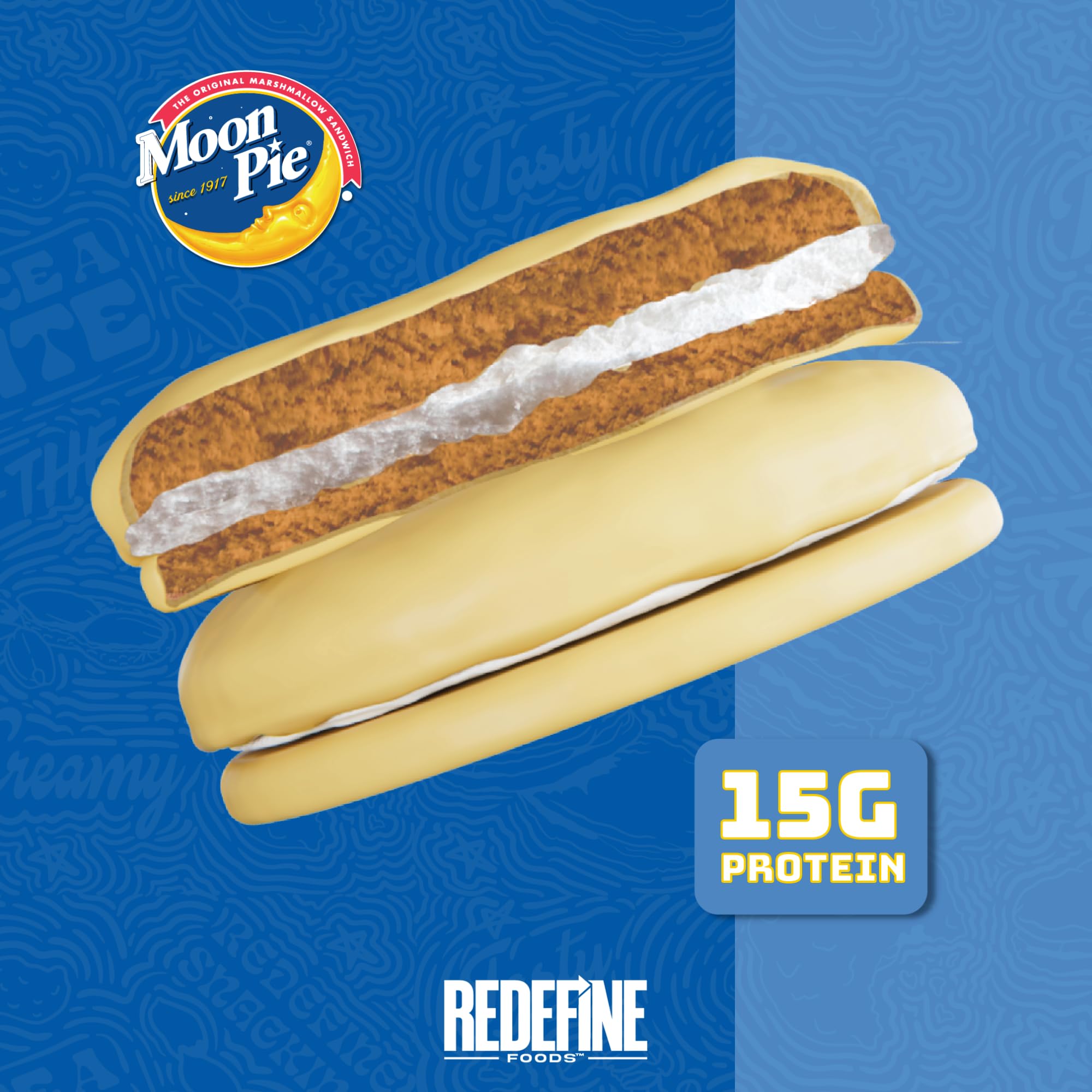 REDEFINE Proteína Pie MoonPie Vanilla, snack perfecto para merendar por la tarde.