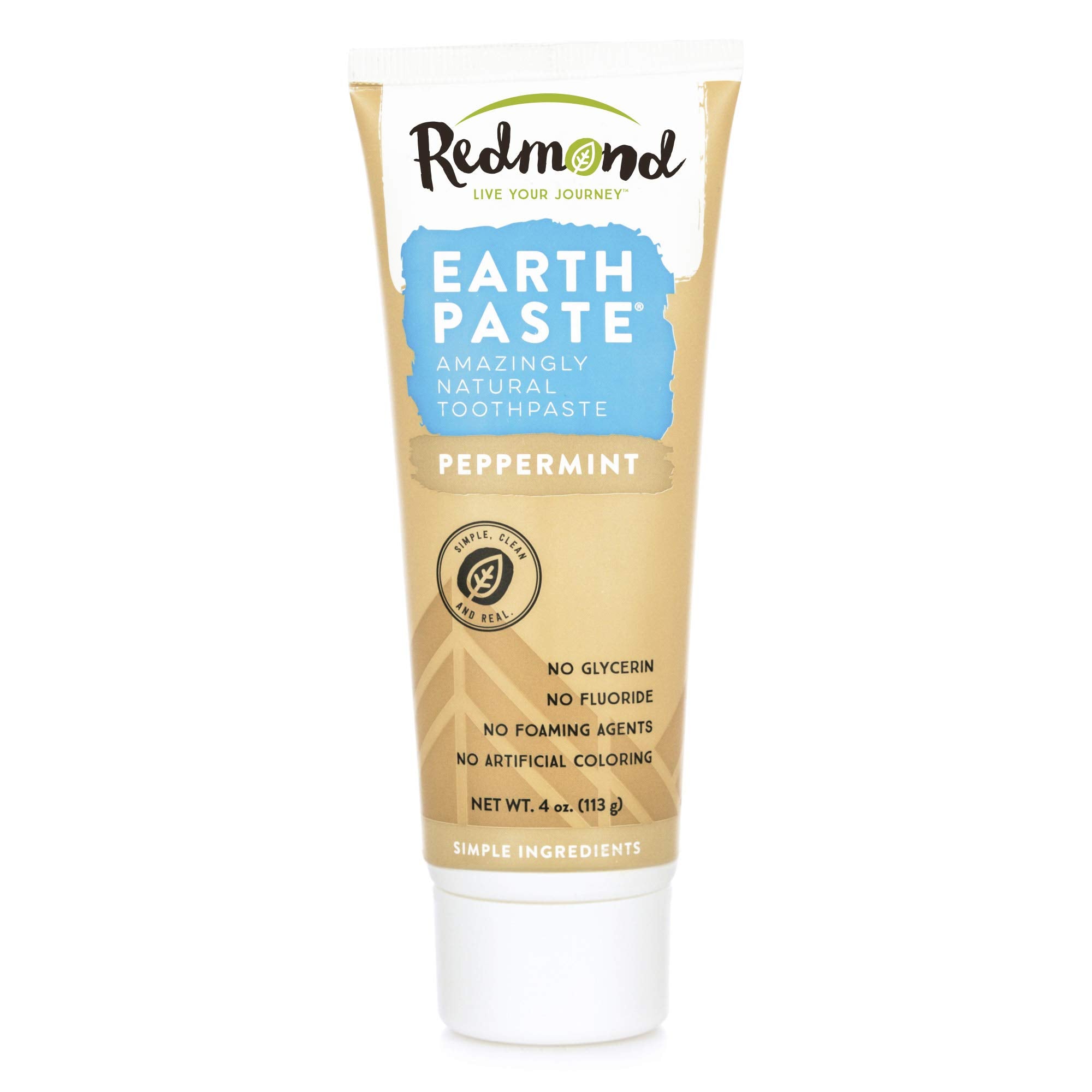 REDMOND Earthpaste, tubo de 4 onzas, menta para limpieza dental natural