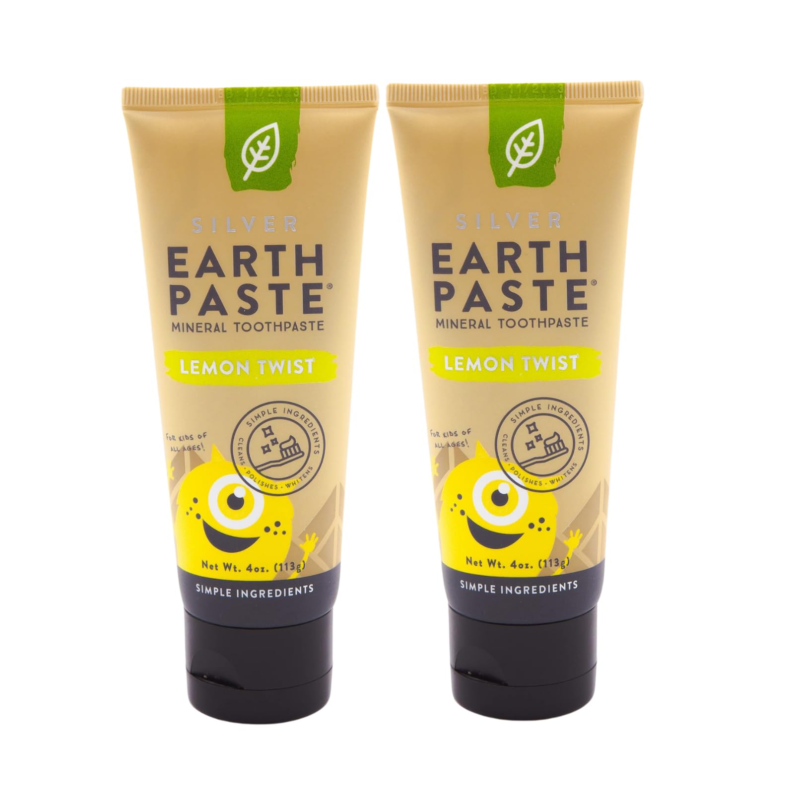 Earthpaste Redmond, tubo de 4 oz Lemon Twist para limpieza fresca y cítrica.