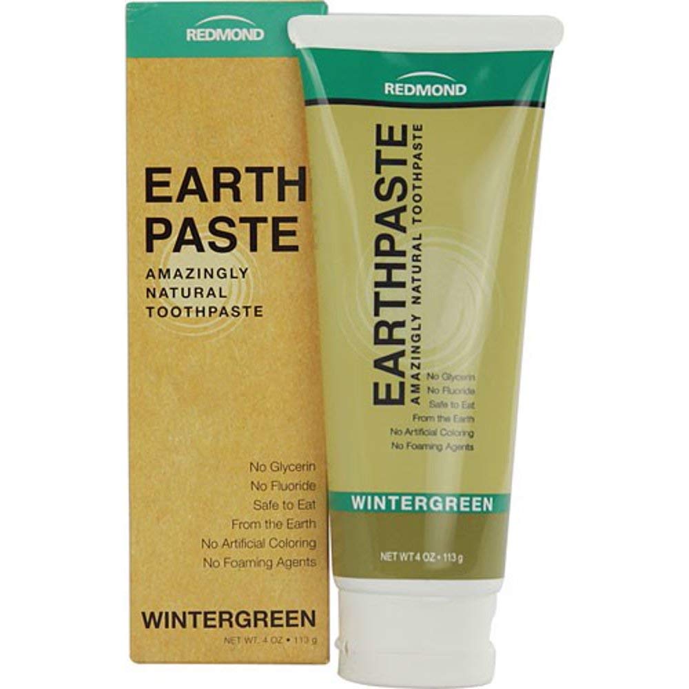 Redmond Earthpaste Wintergreen, tubo de 4 oz: limpieza suave sin químicos y sin fluoruro