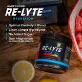 REDMOND Re-Lyte etiqueta-nutricional con información de minerales y sabor.