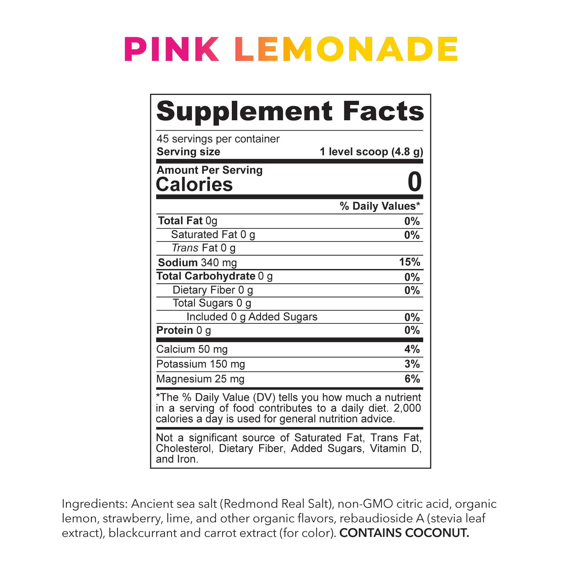 REDMOND Re-Lyte Niños etiqueta sabor limonada rosa