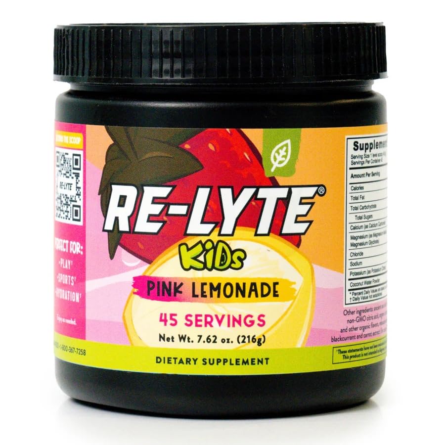 REDMOND Re-Lyte Niños polvo disolviéndose en agua para hidratación suave