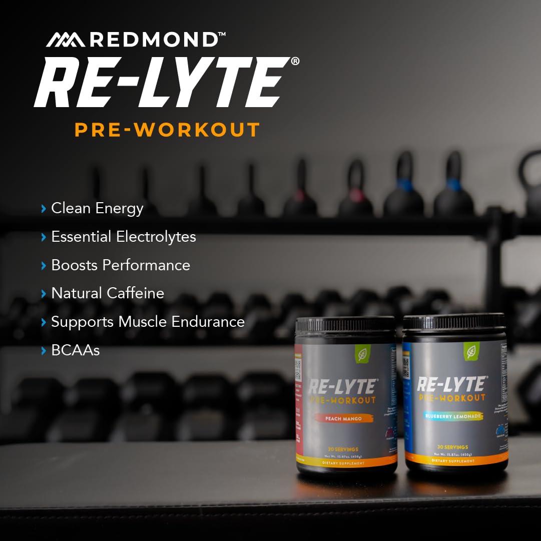 Polvo arándano limón de REDMOND Re-Lyte para entrenar con sabor refrescante.