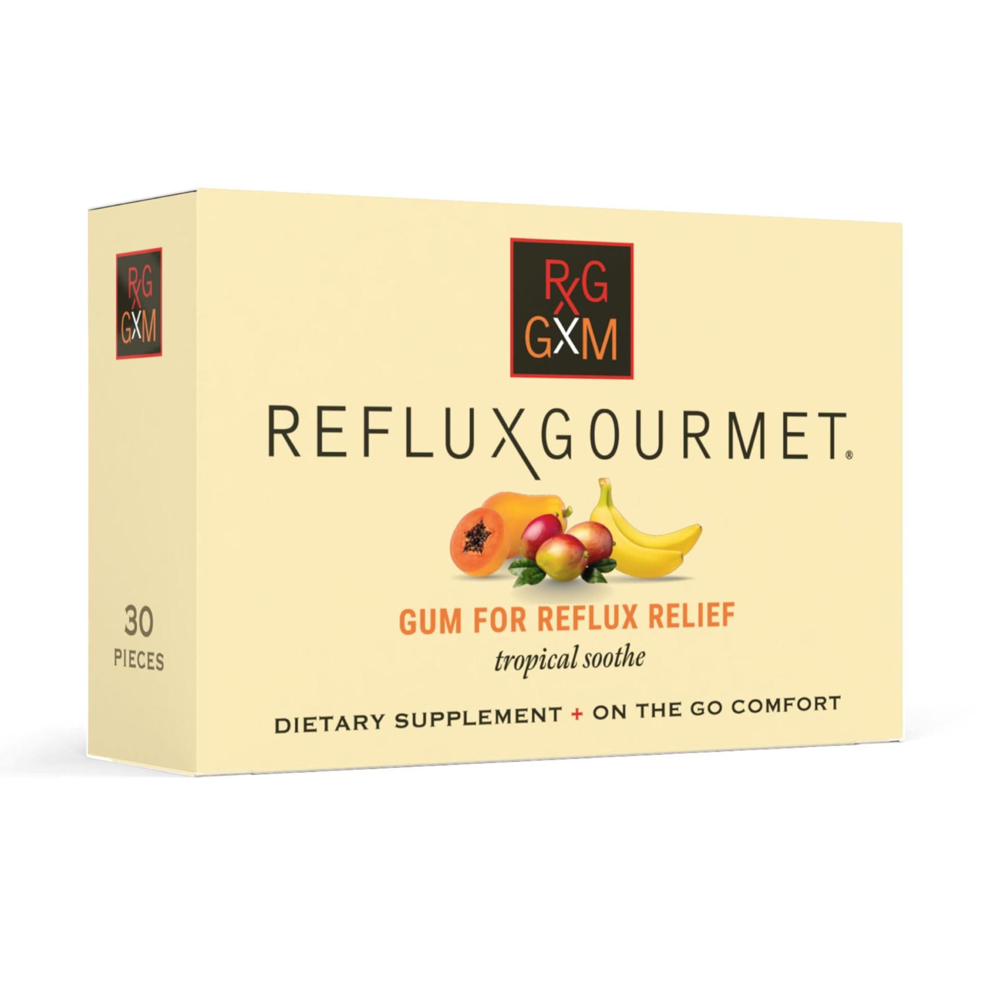 RELFUX GOURMET goma alginato tropical, empaque práctico para uso diario.