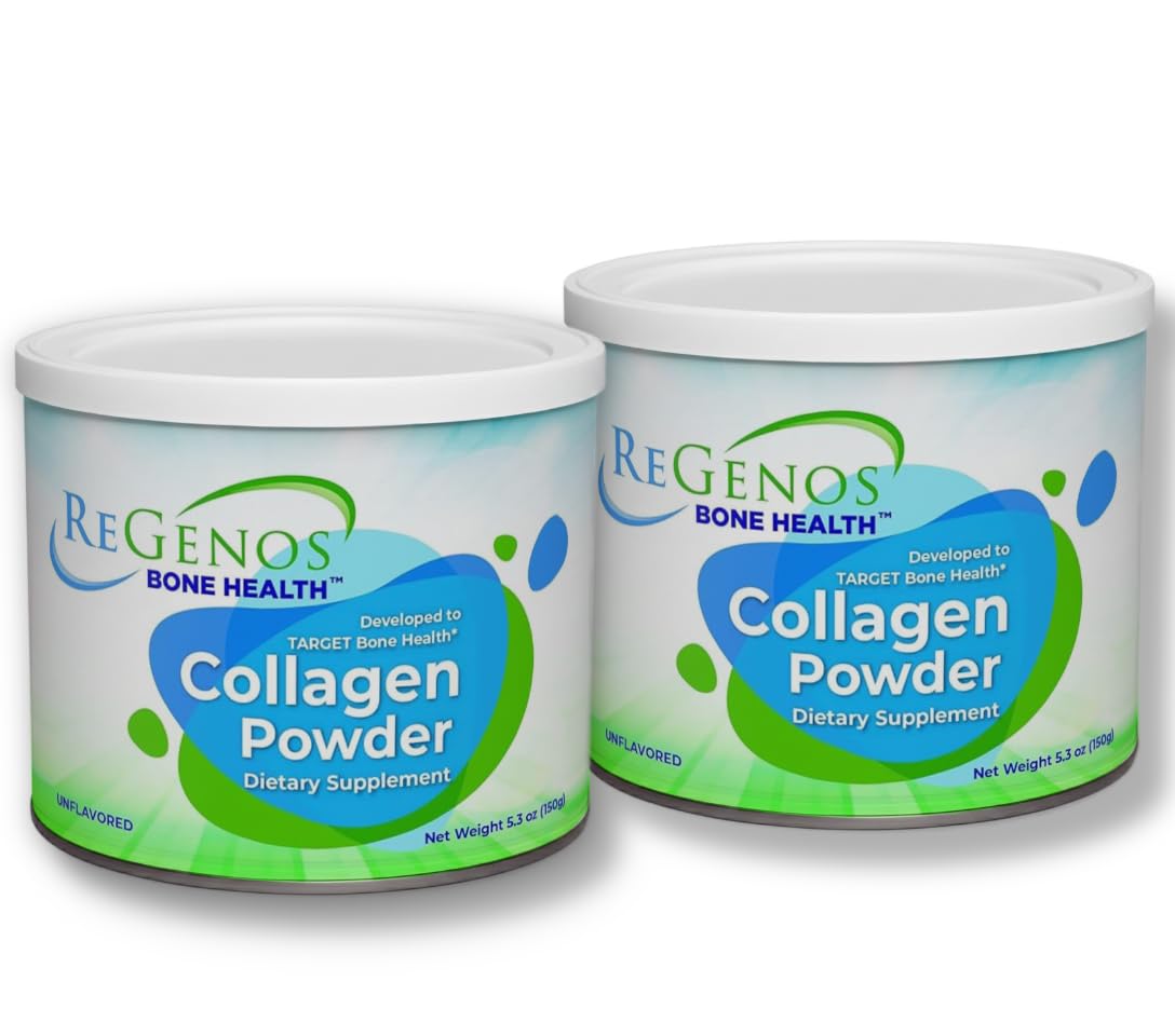 ReGenos Bone Health, frasco de 5 g, para uso diario que apoya la salud ósea.