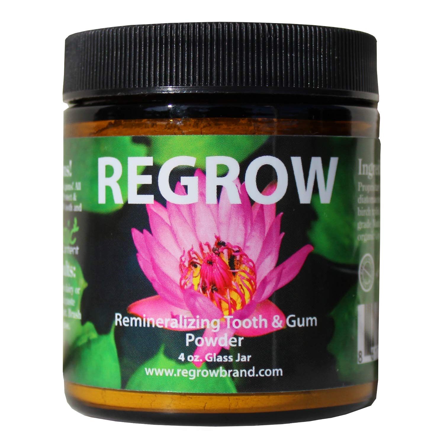REGROW polvo remineralizante en bote de vidrio para fortalecer dientes