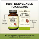 Caja de 60 cápsulas Reishi, conveniencia para consumo diario Herbal Roots.