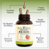Reishi sin aditivos de Herbal Roots, fórmula limpia y pura.