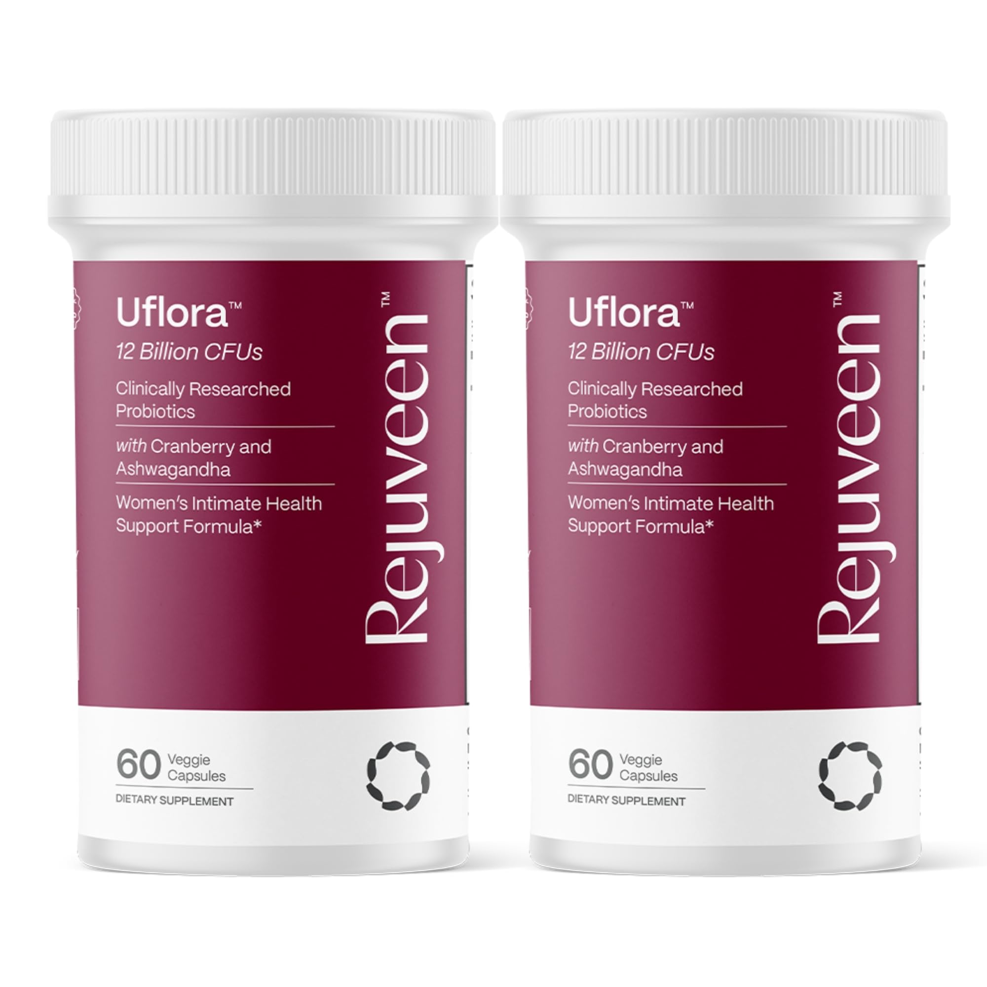 Botella de Rejuveen Uflora Probioticos Vaginales para equilibrio microbiológico.