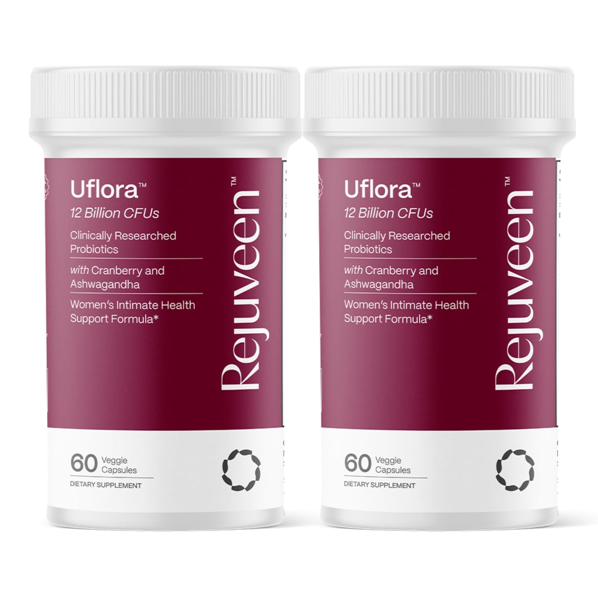Botella de Rejuveen Uflora Probioticos Vaginales para equilibrio microbiológico.