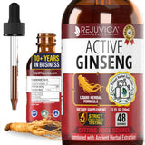 Rejuvica Active Ginseng: botella con dosis para energía sostenida diaria.