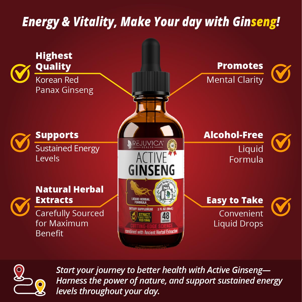 Rejuvica Active Ginseng: extractos naturales y pureza en cada gota.