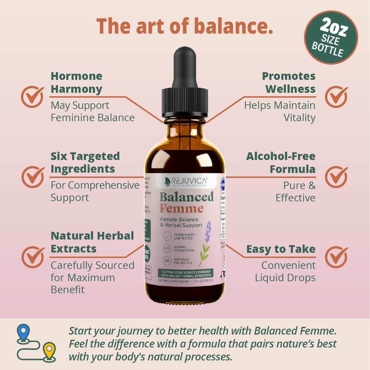 Cuentagotas de Rejuvica Balanced Femme para dosis fáciles y rápidas.