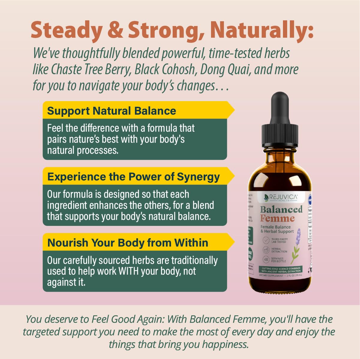 Ingredientes naturales destacados en Balanced Femme para apoyar el bienestar.