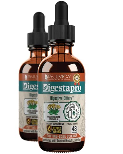 Rejuvica Health DigestaPro, frasco con gotero; facilita tomar dosis diaria para el bienestar digestivo.