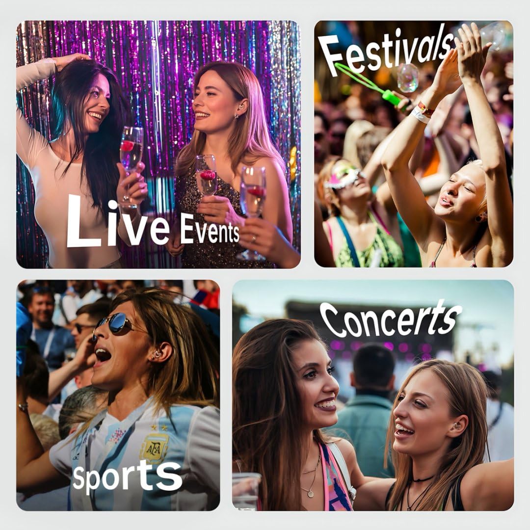 Relaxcharm juego completo de tapas para un ajuste cómodo y reutilizable en festivales.