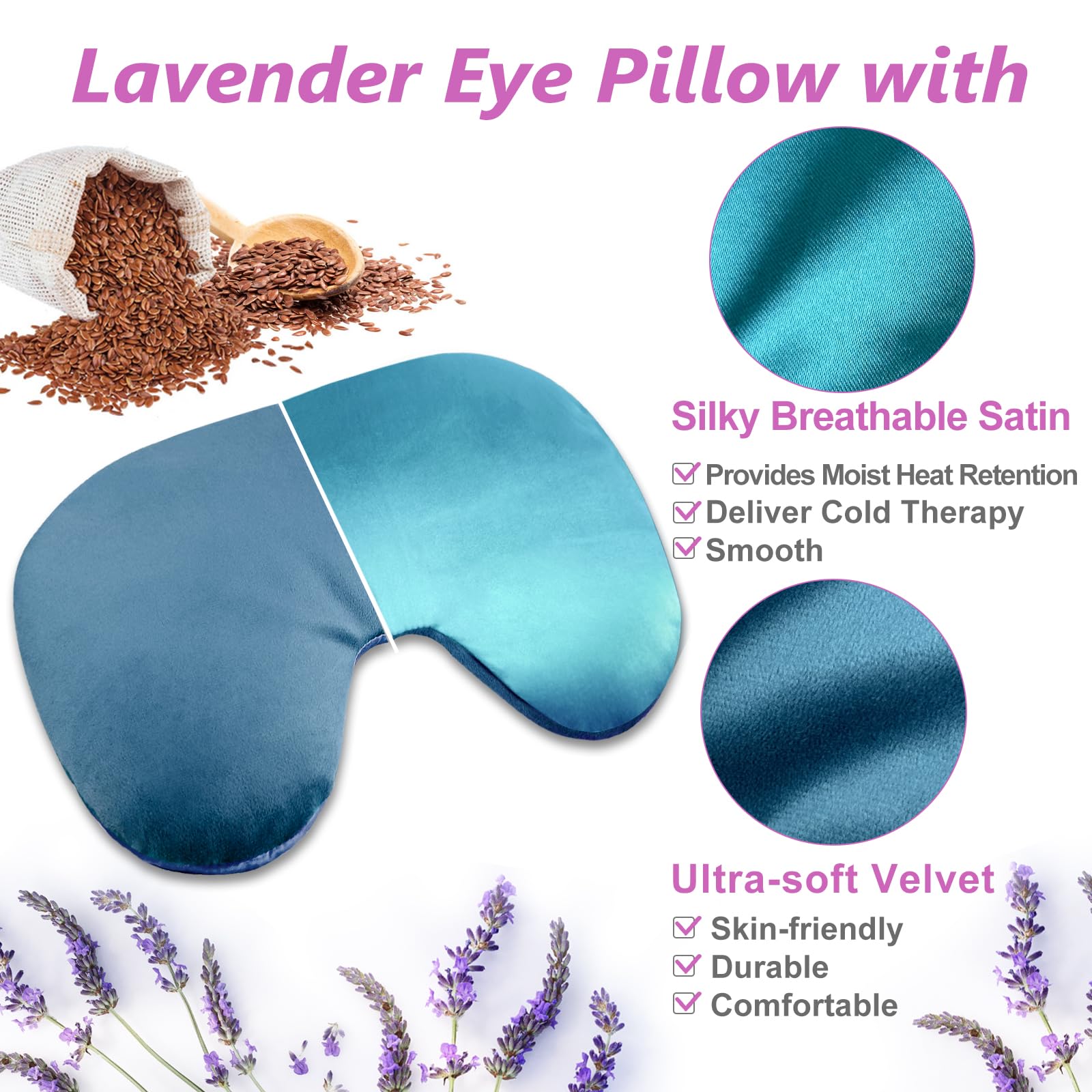RelaxCoo relleno de linaza y lavanda para calor profundo y aroma relajante.
