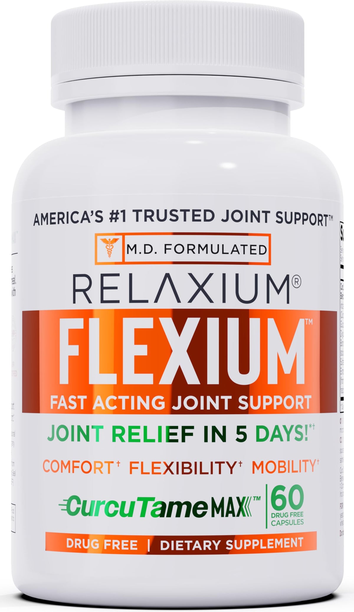Relaxium Flexium, botella de cápsulas para movilidad diaria y confort.