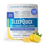 Relaxium SleepQuick Gomitas, botella destacada, apoyo potencial para un sueño más calmado