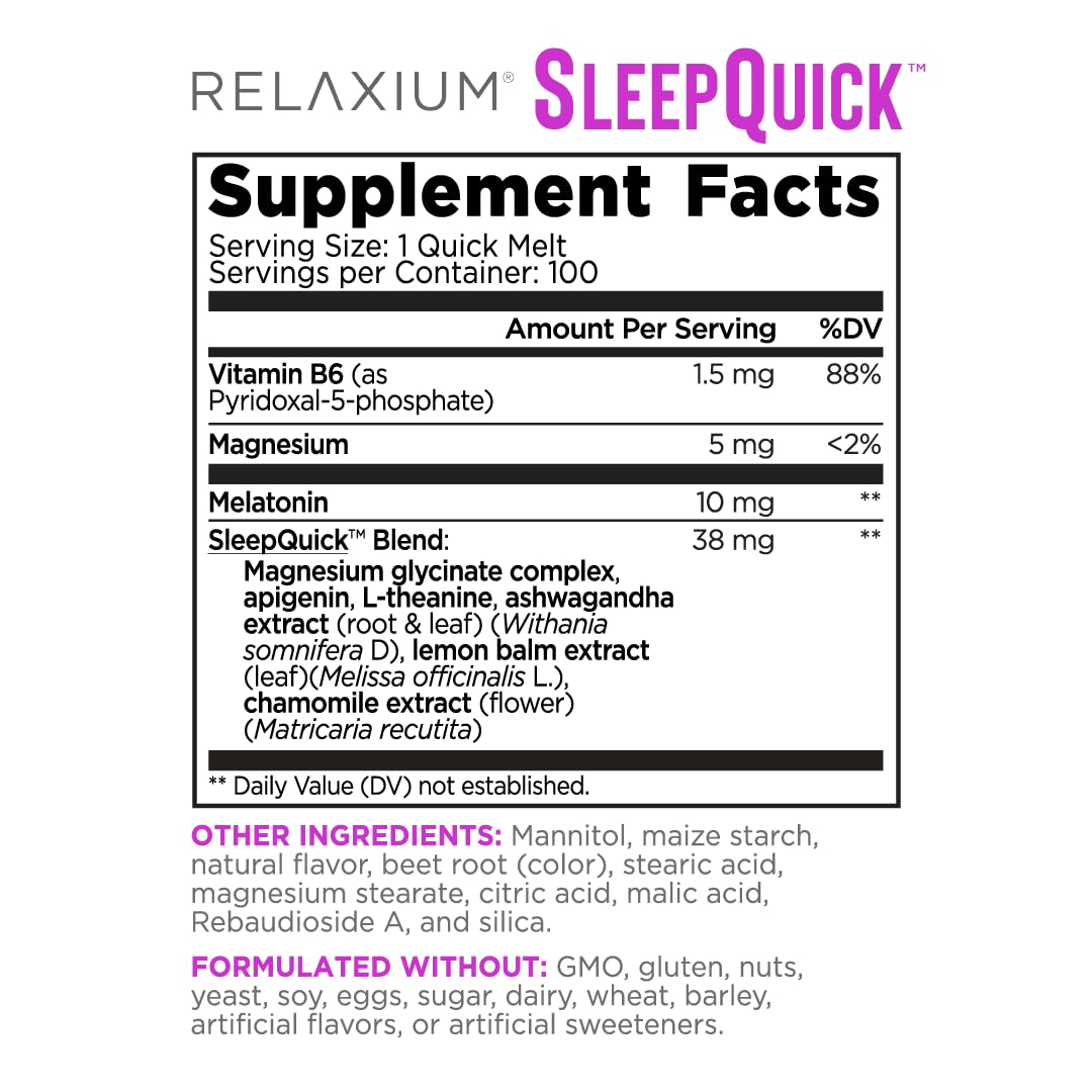 Relaxium Sleep Melts ingredientes clave magnesio para relajación.