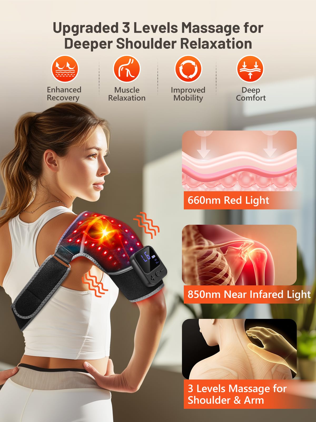 RELEXNOW seis modos de calor para hombro cómodo y relajado.