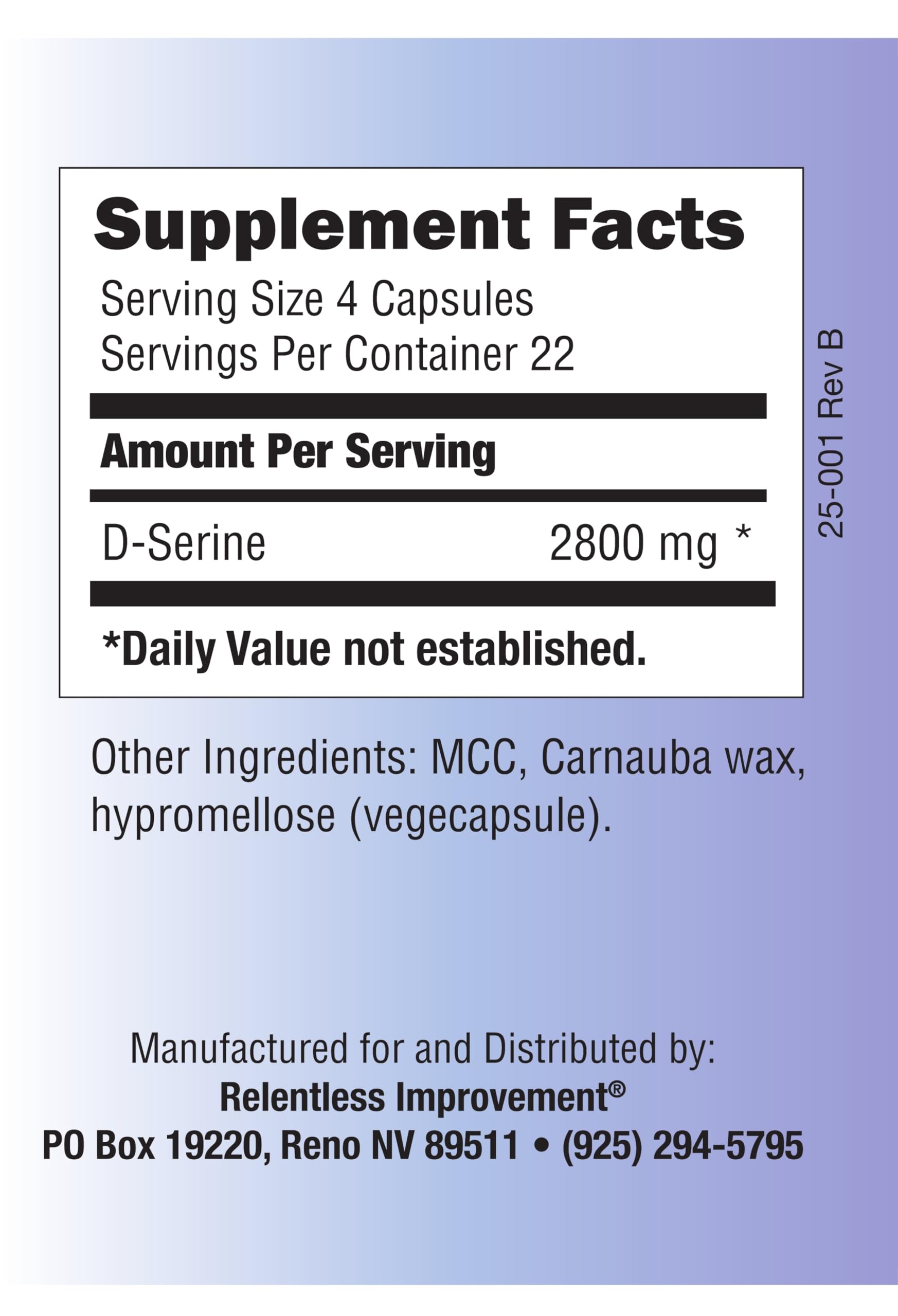 Cápsulas D-Serine de 700 mg para rutina diaria.