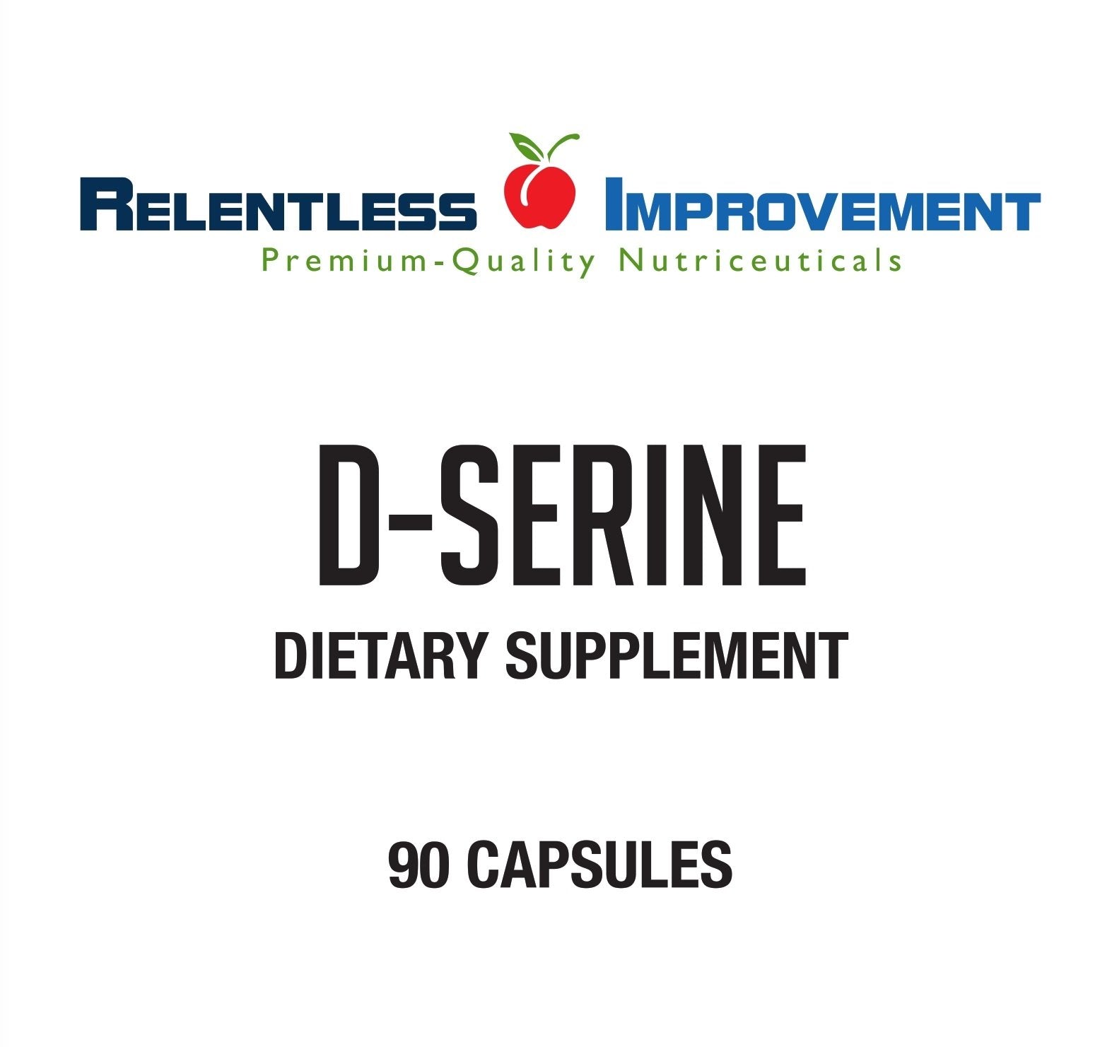 Etiqueta clara de D-Serine con ingredientes y beneficios potenciales.