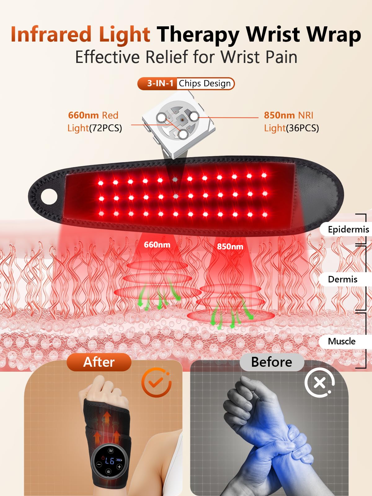 RELEXNOW masaje vibratorio para muñeca, sesión de 5 niveles.