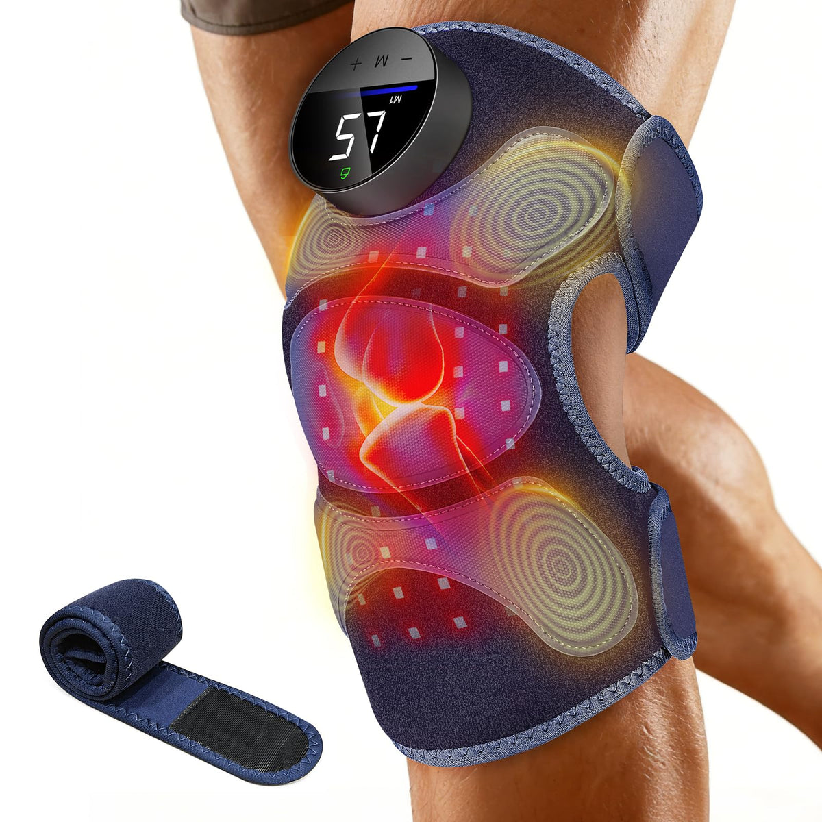 Rodillera RELEXNOW con luz roja 660nm para masaje focal y alivio muscular.