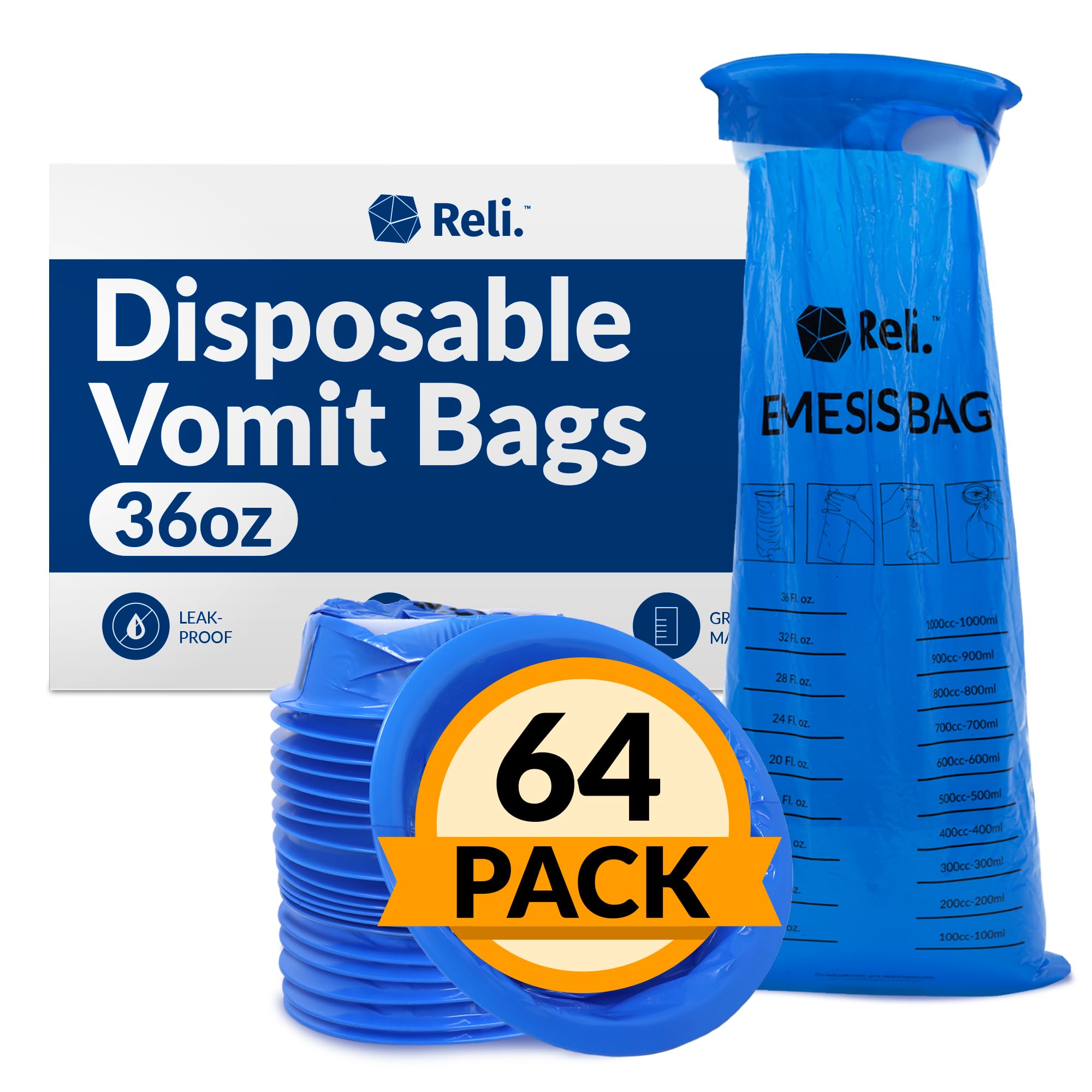 Reli bolsas para vómito de 1000 ml, listas para emergencias