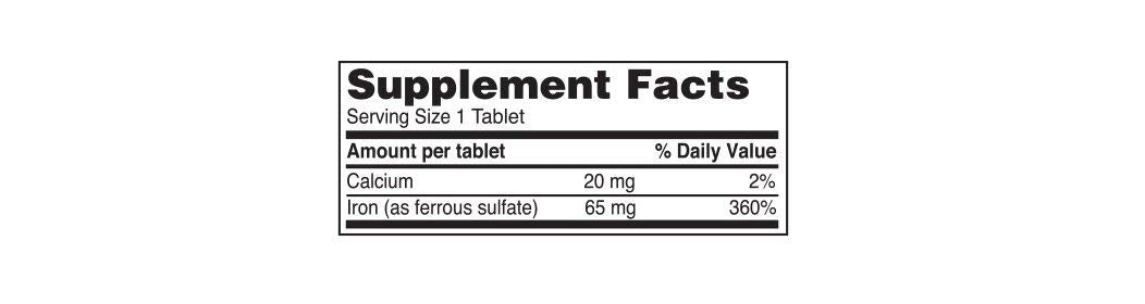 Reliable-1 Laboratories botella con 100 tabletas de sulfato ferroso para soporte diario