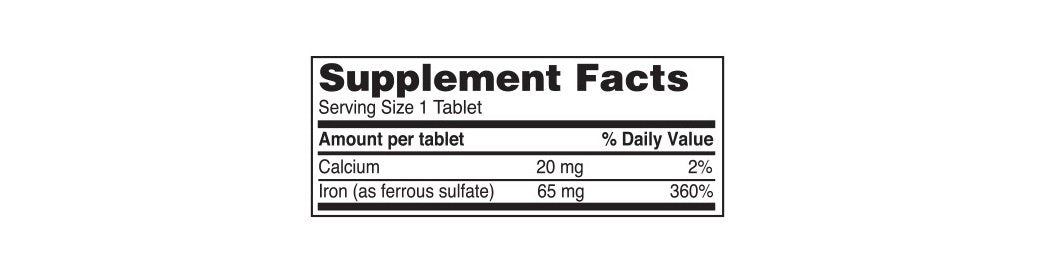 Etiqueta nutricional de Reliable-1 con hierro y porción