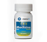 Reliable-1 Meclizina 25 mg, tabletas masticables para viajes en coche, avión o barco.