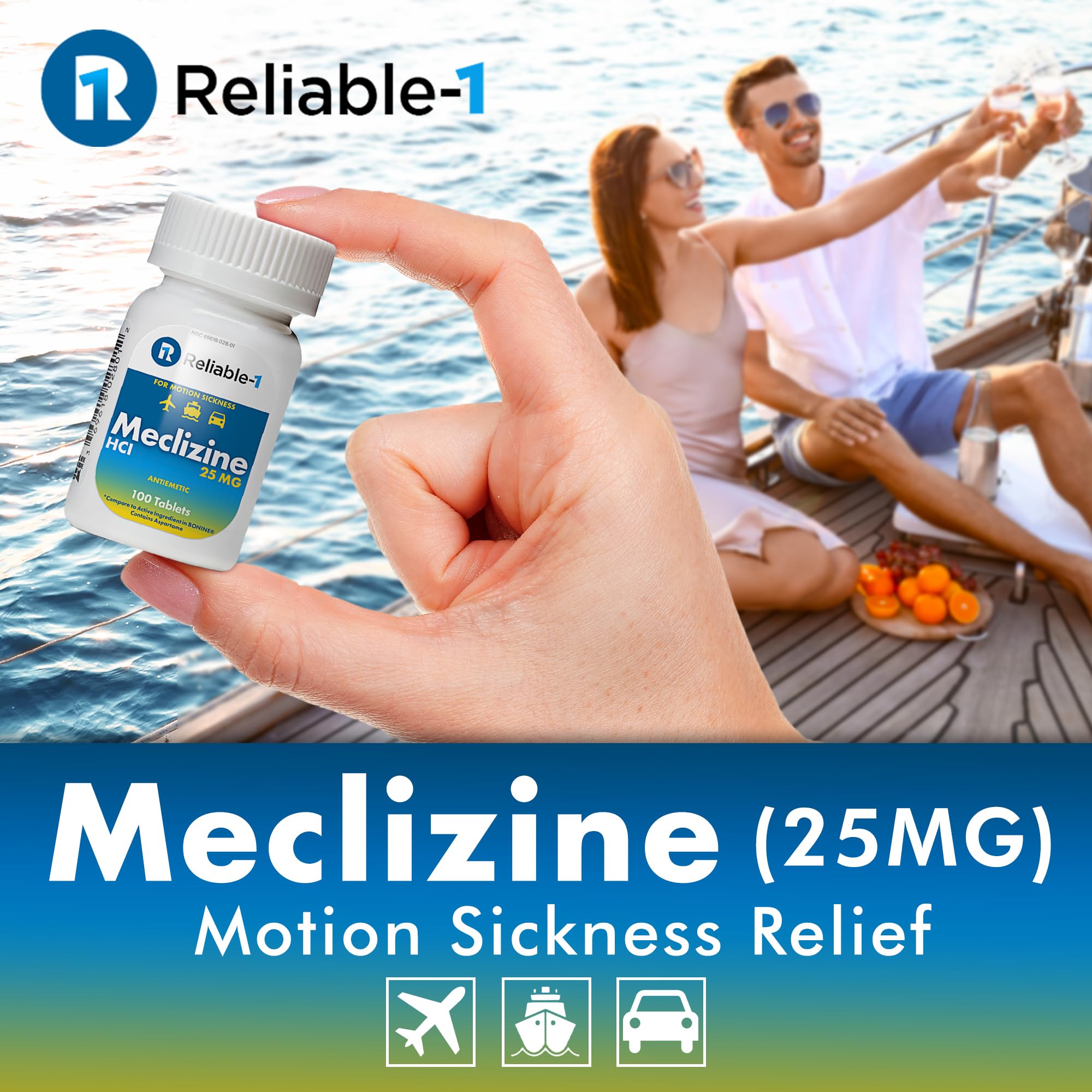 Reliable-1 Laboratories tabletas frambuesa alivio rápido para mareo en viajes