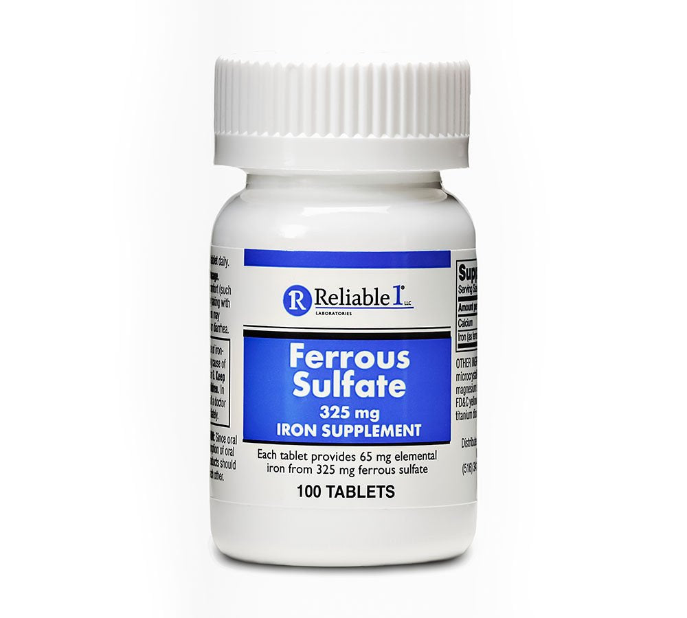 Reliable-1 tableta hierro ferroso sulfato en frasco para suplementación diaria