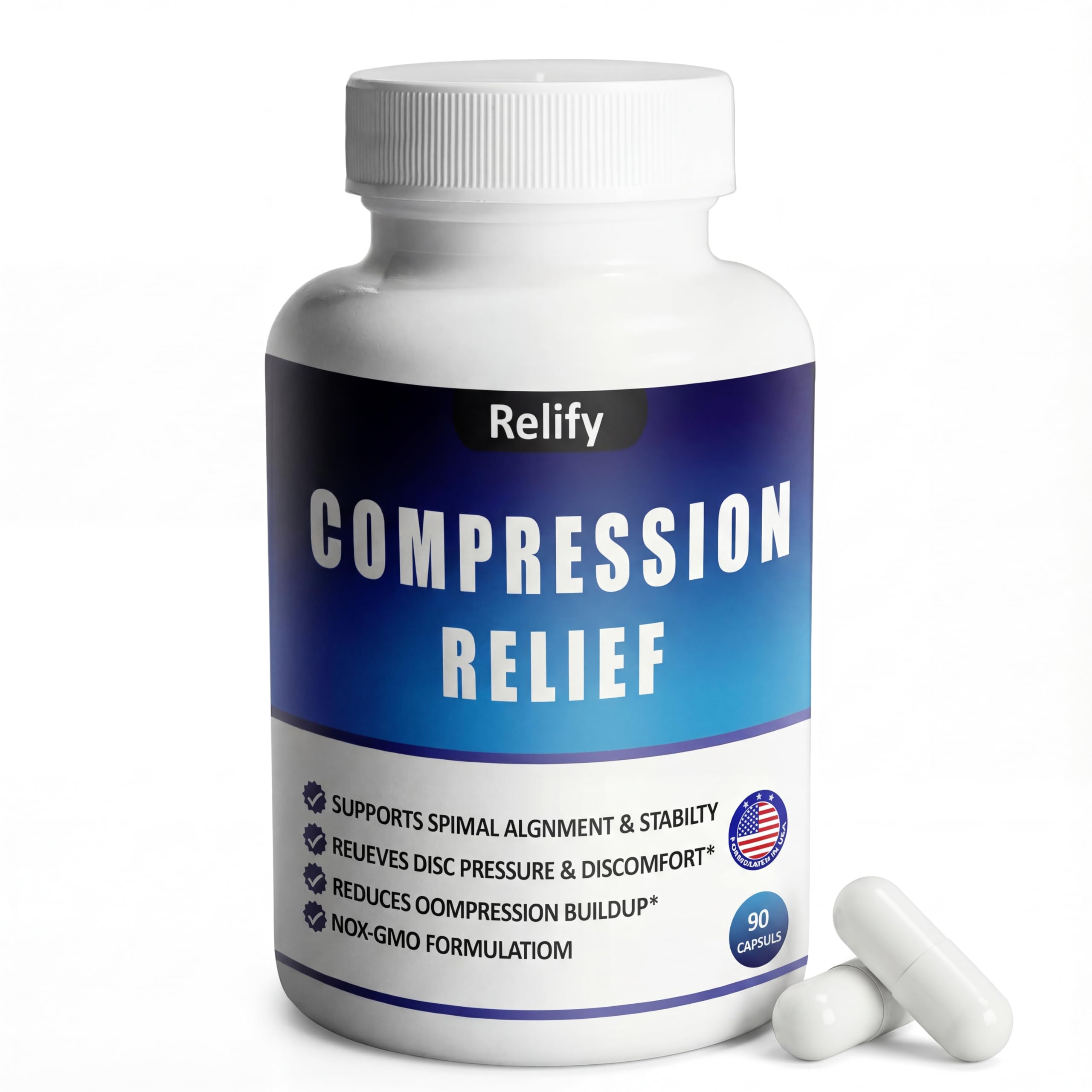 Relify Magnesio Complejo: botella con cápsulas para soporte espinal diario.