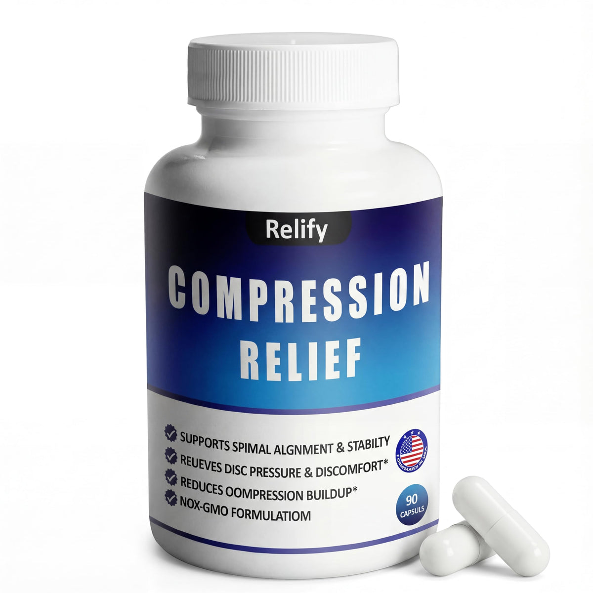 Relify Magnesio Complejo: botella con cápsulas para soporte espinal diario.