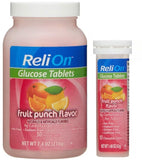 ReliOn Glucosa, frasco de 50 tabletas, conveniente para uso diario y emergencias.